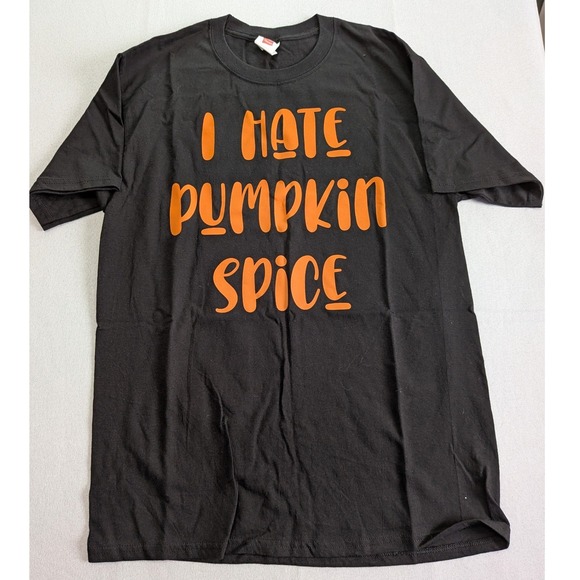 Hanes Tops - Hanes Graphic T-Shirt Women Medium Black Excellent I Hate Pumpkin Spice Fall Tee